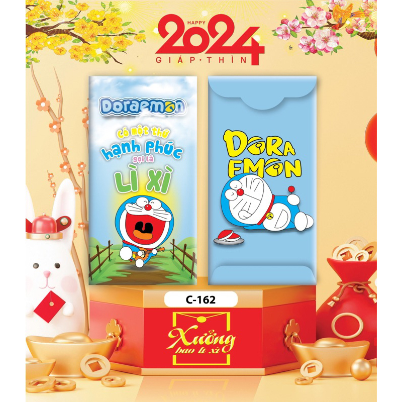 100 bao lì xì hoạt hình DOREMON , GẤU DÂU, KITTY đủ mẫu, bao lì xì tết 2024