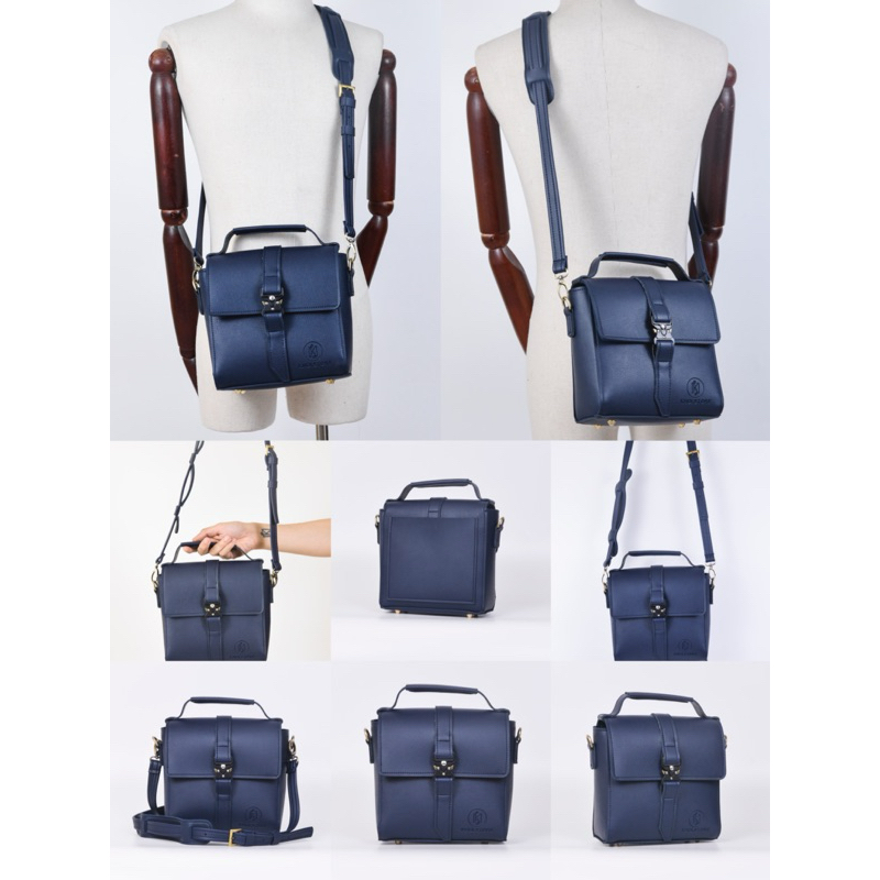 KHÔISTORE Túi da đeo chéo 𝐉𝐢𝐦𝐦𝐲 unisex nắp khóa tĩnh điện cao cấp size 20cm màu đen quai xách