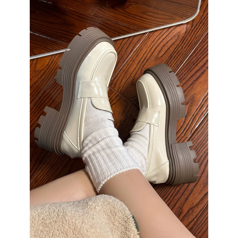 Giày loafer đế răng cưa đế 6cm - Giày oxford cổ thấp da trơn