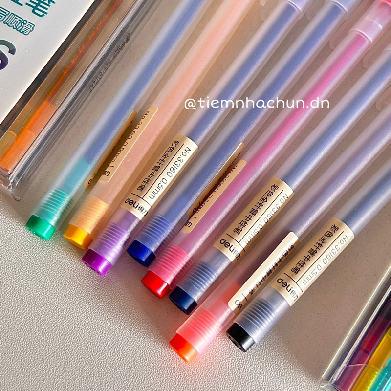 SET 8 BÚT GEL MÀU DELI KÈM RUỘT THAY THEO MÀU  - tiệm nhà chun