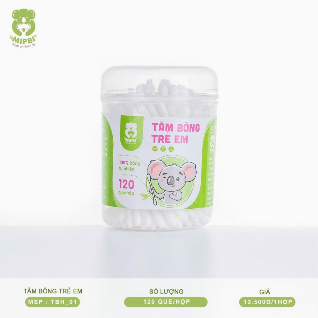 Tăm bông trẻ em kháng khuẩn Mipbi 120 que