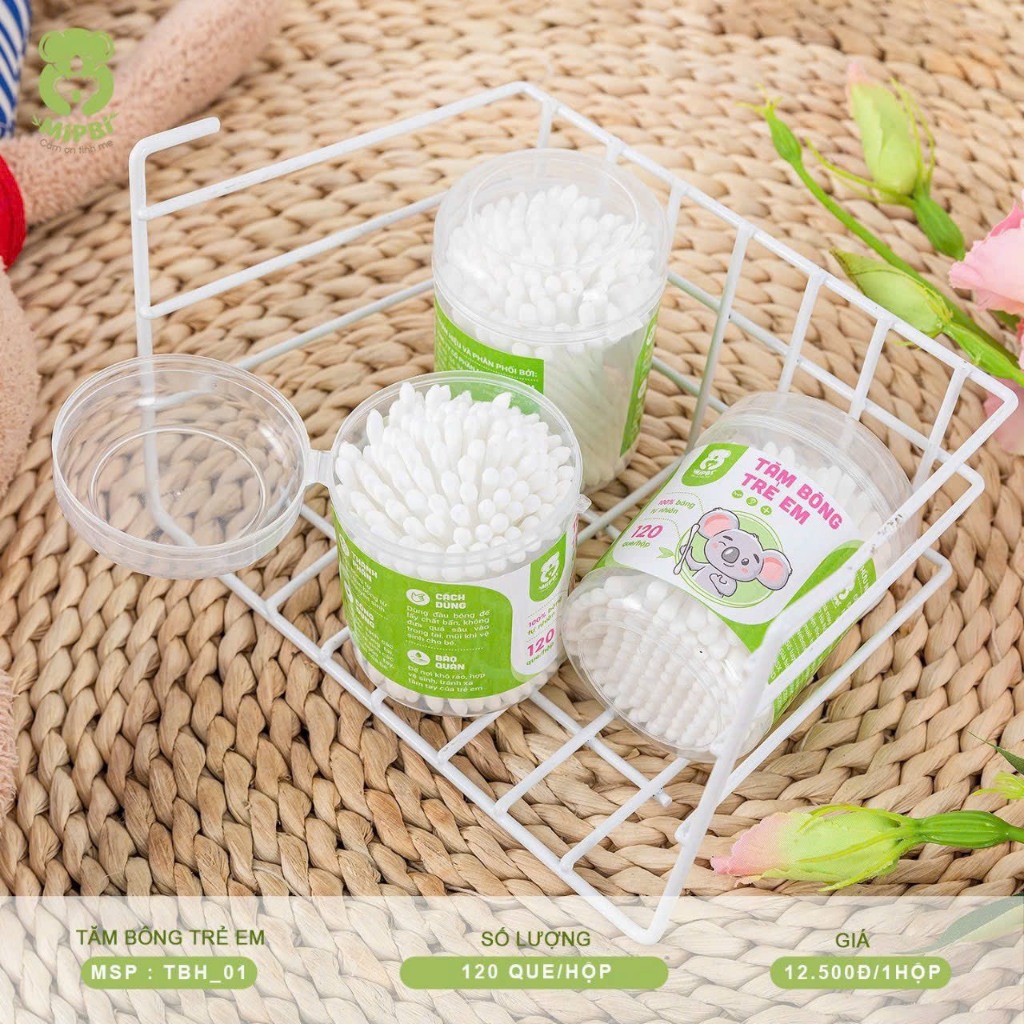 Tăm bông trẻ em kháng khuẩn Mipbi 120 que