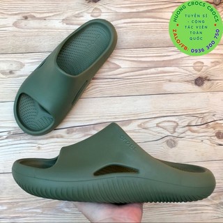 DÉP LÊ CROCS MELLOW SLIDE CHO CẢ NAM VÀ NỮ MÀU xanh rêu, hàng chuẩn xịn, full box