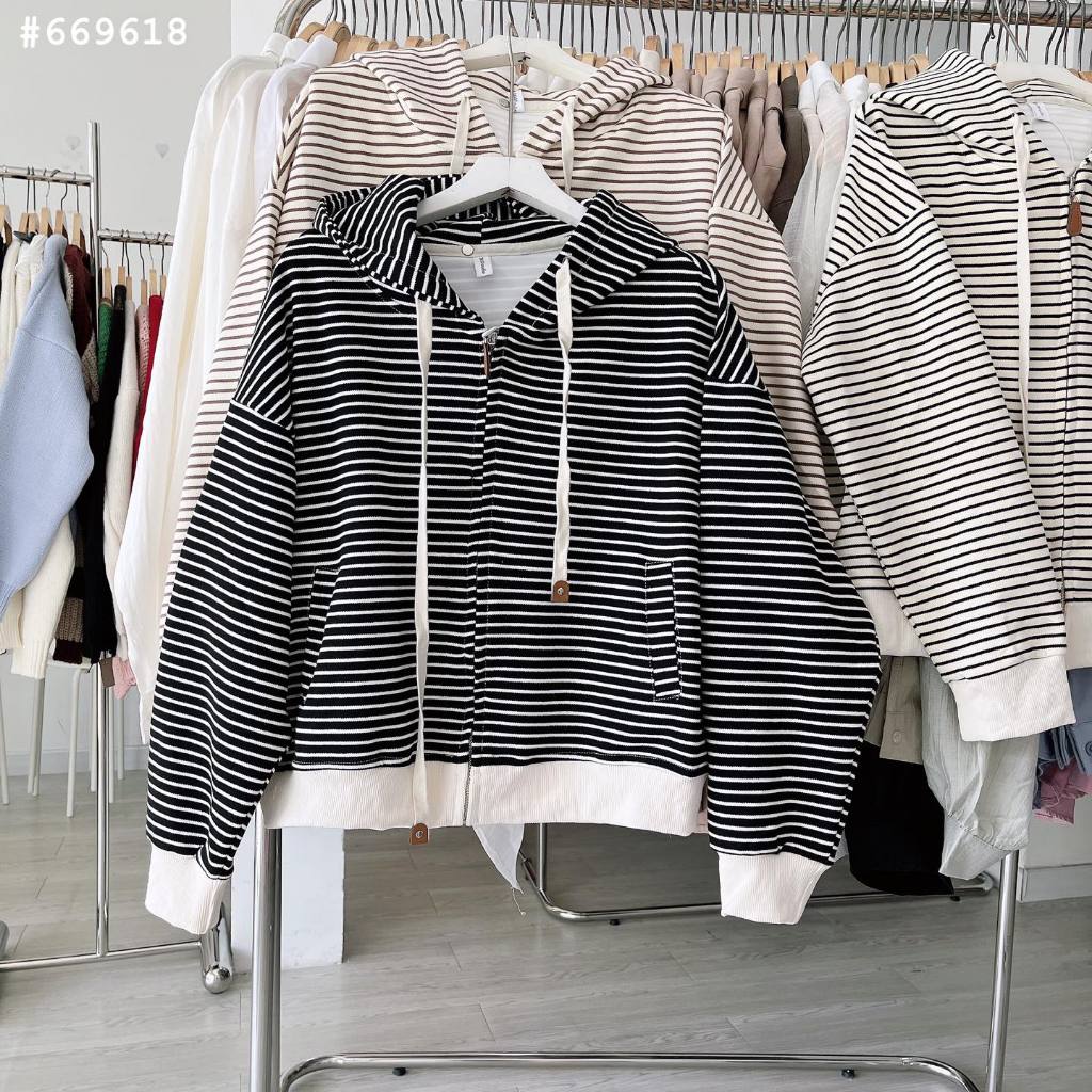 Áo khoác da cá kẻ sọc 9082 #669618