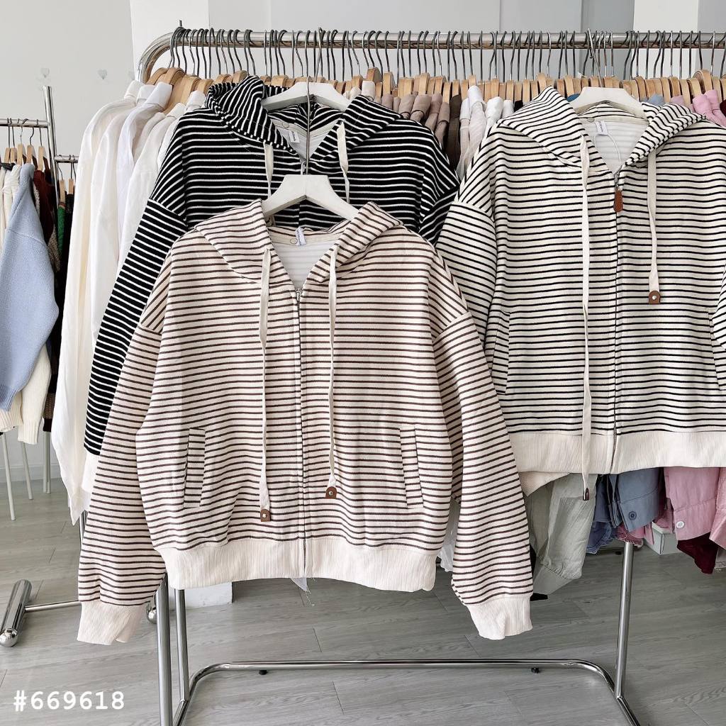 Áo khoác da cá kẻ sọc 9082 #669618