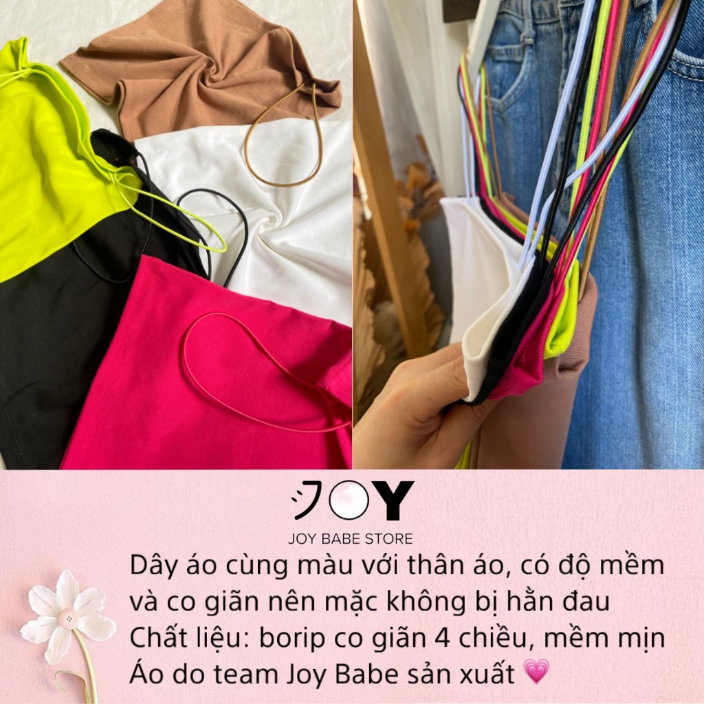 Áo 2 dây croptop basic JOY BABE🌼 hai dây sợi bún thun mịn co giãn, full màu, lót trong trắng đen trơn CROH 3-7B