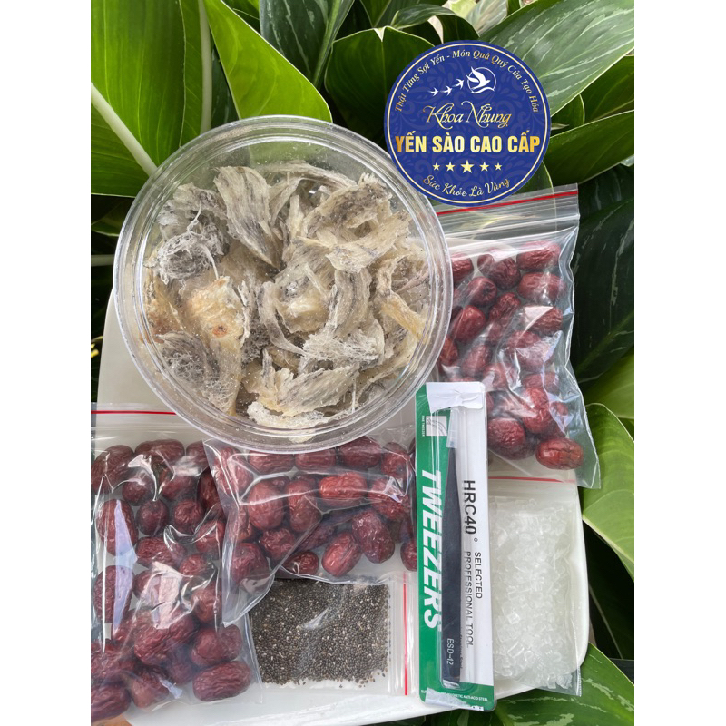 Yến vụn thô loại lớn ít lông (tặng kèm táo đỏ Chia Úc đường phèn)