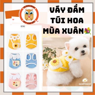 áo váy đầm túi hoa mùa xuân cho chó mèo
