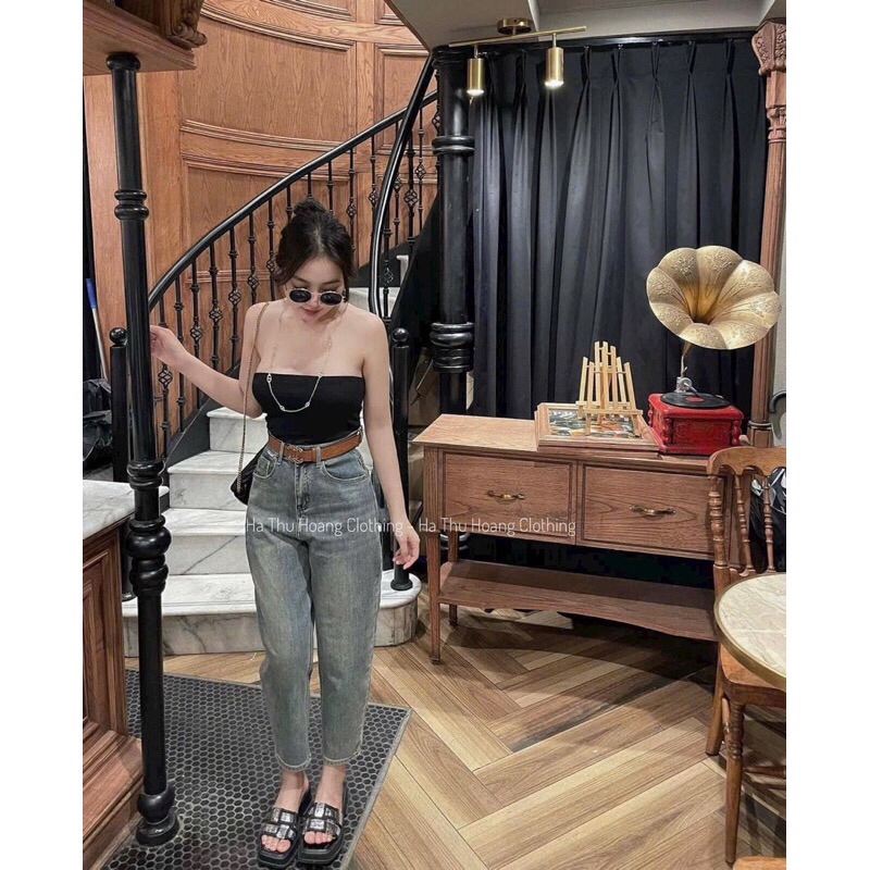 Quần baggy jeans denim thêu hoạ tiết V hót trend #5555