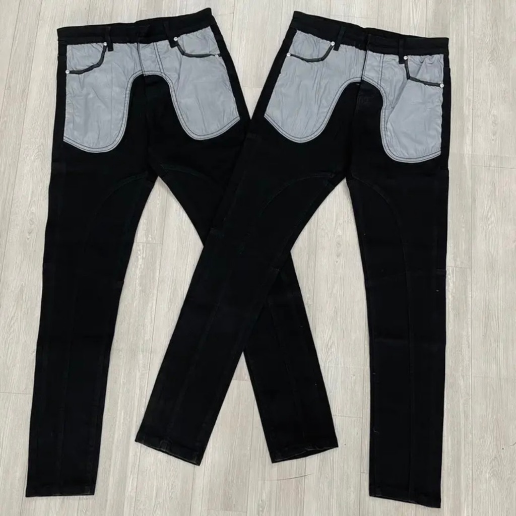 Quần Jean Nam DSQ Màu Đen Xậm Hai Bản Túi Da Trước Bản Đen Bản Xám Mẫu Quần Bò Nam Siêu Hot