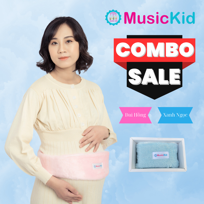  - 2 Tai nghe bà bầu cao cấp chính hãng MusicKid | Màu hồng và Xanh ngọc