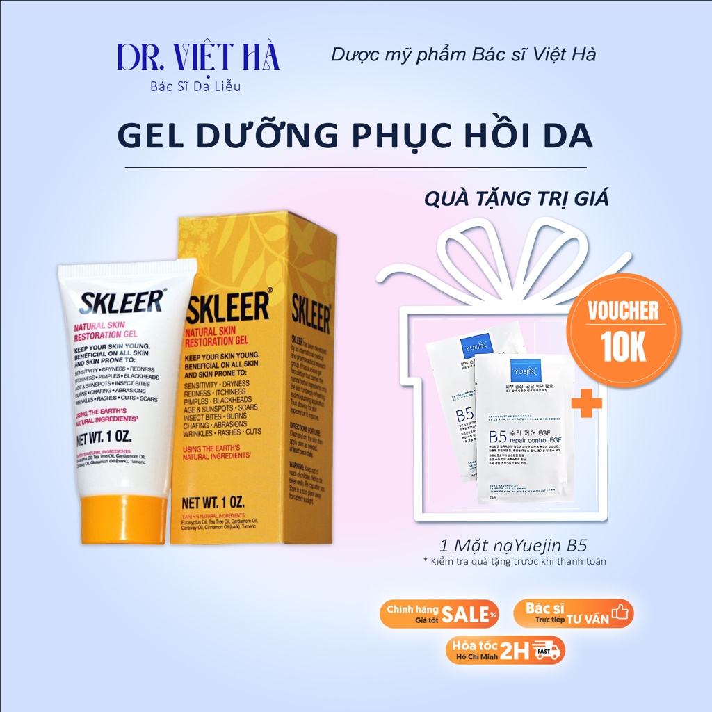 GEL DƯỠNG PHỤC HỒI DA SKLEER NATURAL SKIN RESTORATION | Bs Hà Da Liễu Khuyên Dùng