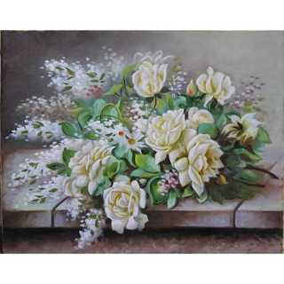 Cành hoa hồng - tranh sơn dầu vẽ tay 40x50cm