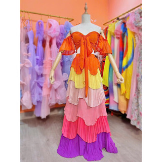 gv17- set maxi tầng dập ly phối màu