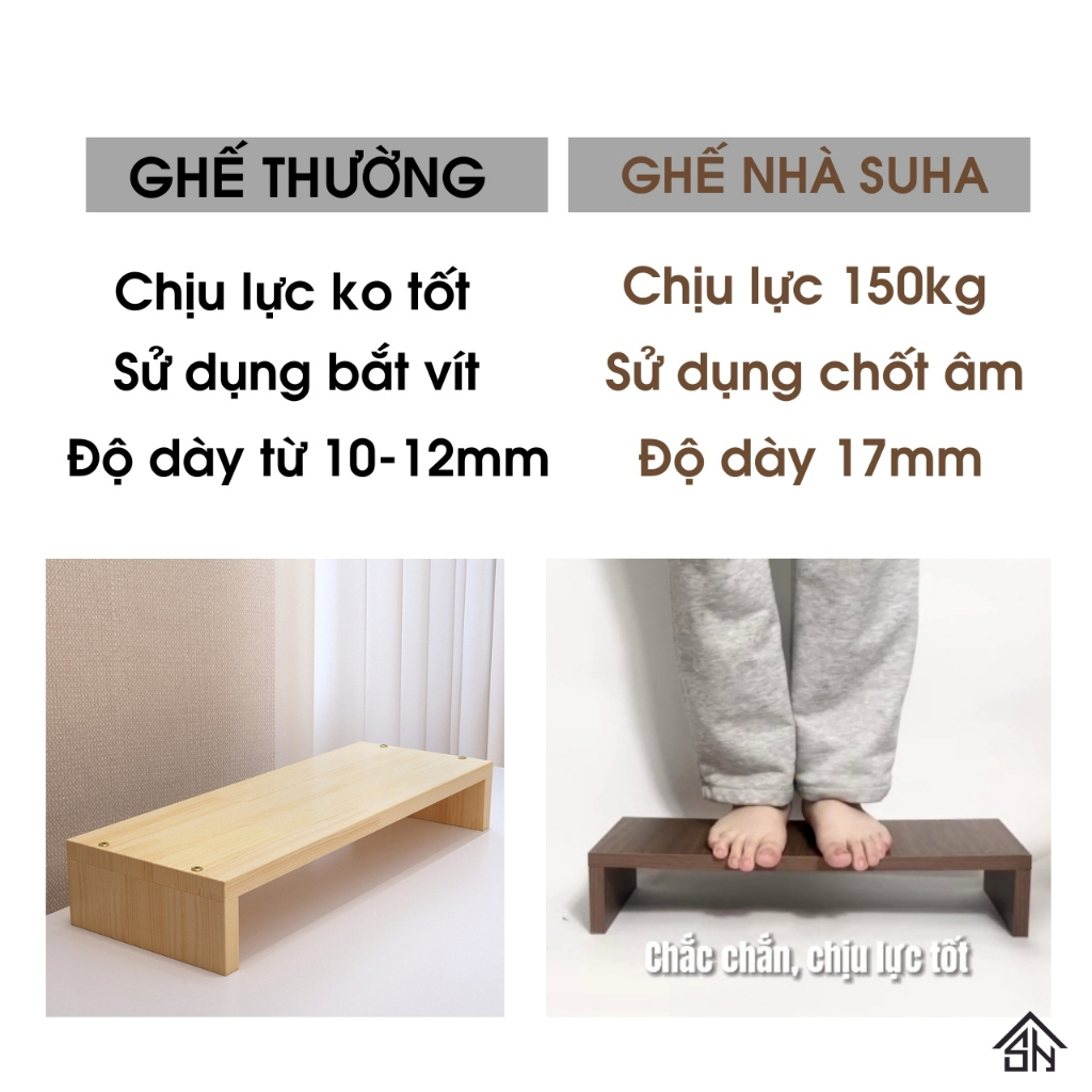 Ghế kê chân ghế nail kê chân văn phòng bằng gỗ MDF dày 17mm chắc chắn chống lạnh bàn chân mùa đông dễ lưu thông máu