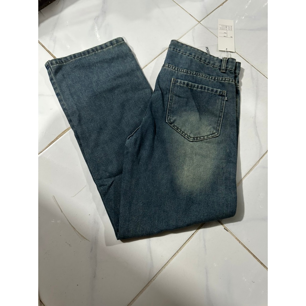 Quần jean unisex nam nữ màu Wash RETRO,Quần jean ống rộng chất vải bò cao cấp Myra 900