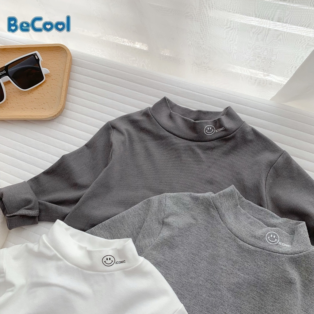 Áo Giữ Nhiệt ICON Cho Bé Trai, Bé Gái Chất Coton Gân Cho Bé Yêu 8-27kg - LEON KIDS