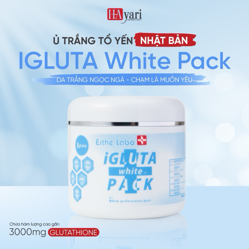 Ủ trắng da IGLUTA White Pack 500g giúp trắng bật tone, phục hồi, dưỡng trắng da,kem ủ trắng da mặt,boby Nhật Bản IKUYO