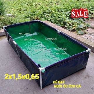 Bể bạt nuôi ốc ếch cá lươn chạch 2x1x0,5 có khung