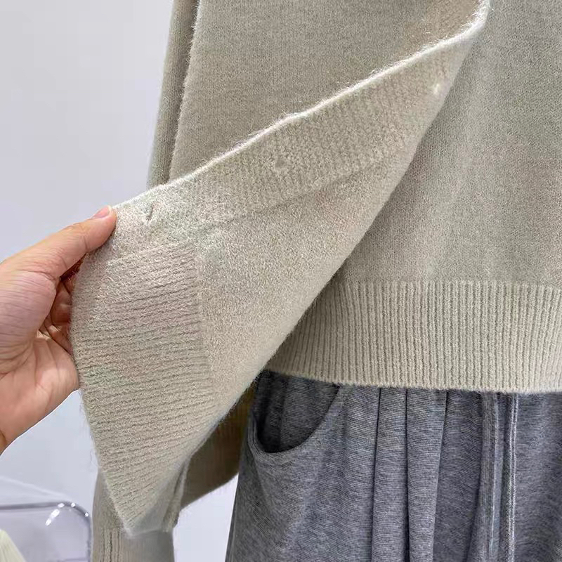 Set áo len phong cách Hàn Quốc gồm cardigan và cáo cổ cao - order