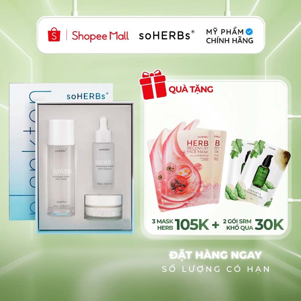 Bộ Sản Phẩm Chăm Sóc Da Mặt SOHERBS Plankton - Whitening Power Spot Set