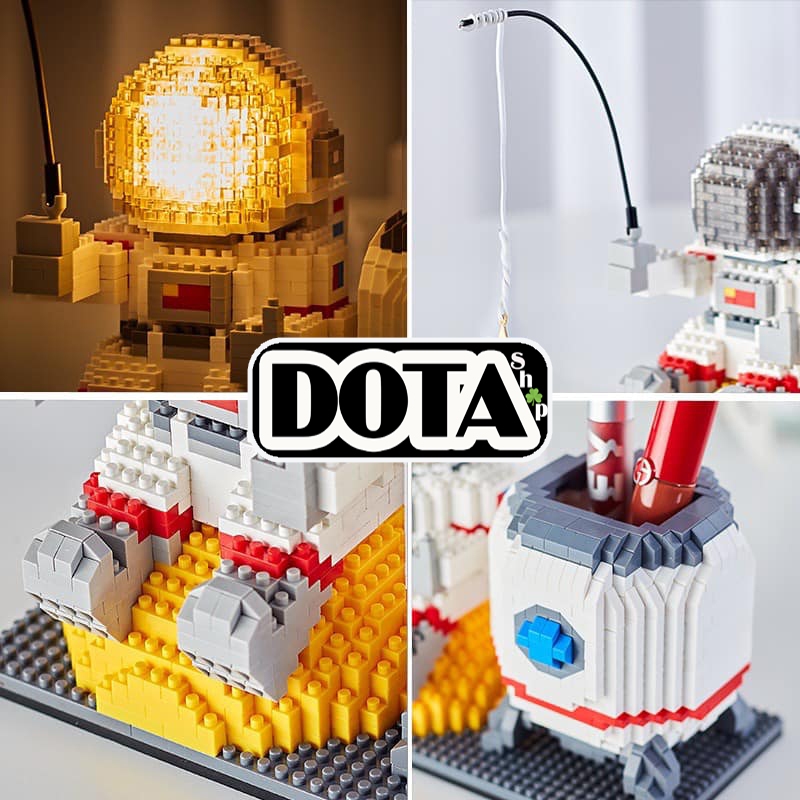Mô Hình Đồ Chơi Lắp Ráp Hộp Bút Phi Hành Gia Phát Sáng 3D Dùng Làm Vật Trang Trí & Đựng Văn Phòng Phẩm