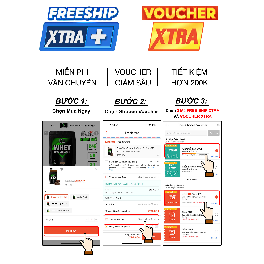 Whey True Strength - Tăng Cơ Giảm Mỡ - Loại 1kg