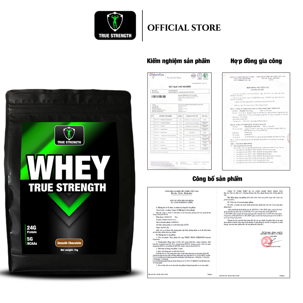 Whey True Strength - Tăng Cơ Giảm Mỡ - Loại 1kg
