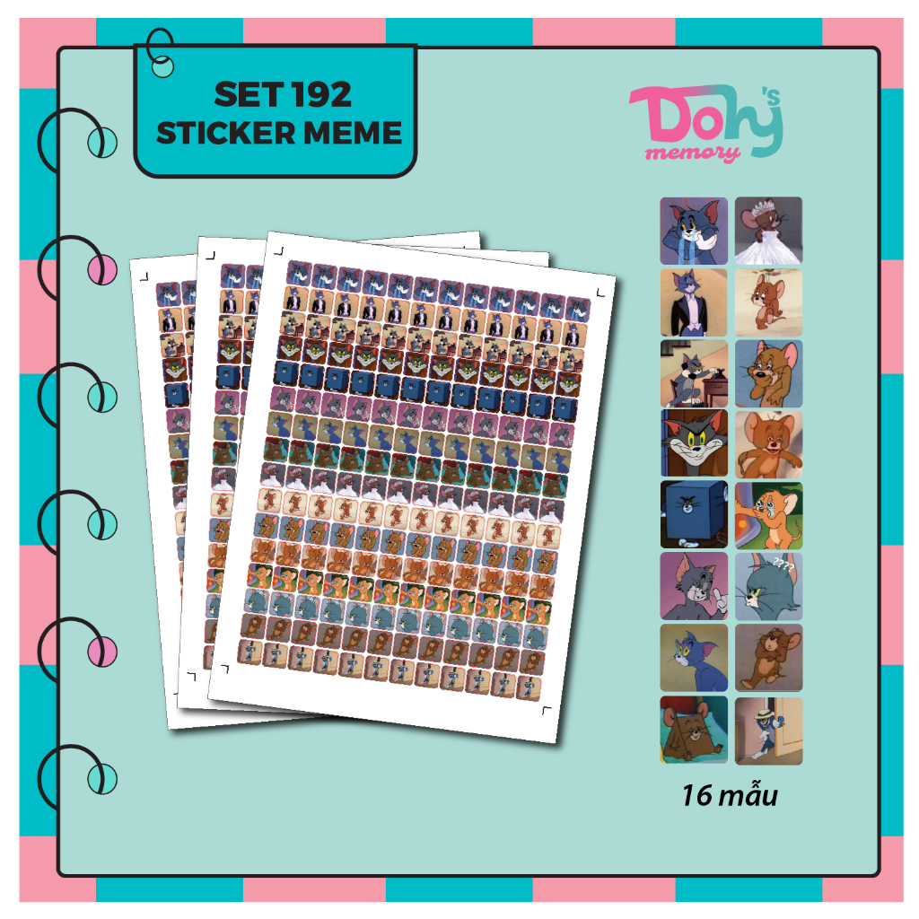 Set 192 sticker/hình dán meme, hài hước cho giáo viên, học sinh, sinh viên - Thiết kế theo yêu cầu - Dohy Memory