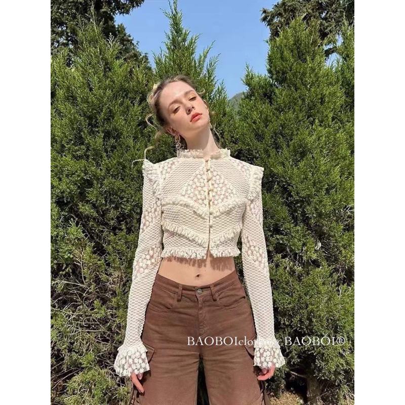 Áo Sơmi Ren Hoa Crotop QC L1