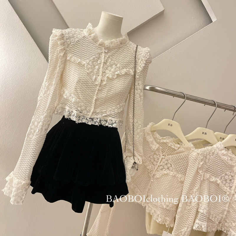 Áo Sơmi Ren Hoa Crotop QC L1