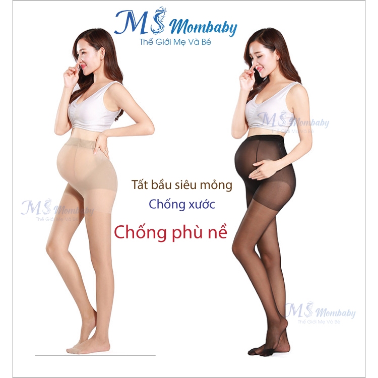 Quần tất bầu mỏng 15D MS Mombaby cao cấp có chun chỉnh bụng chất dai chống xước và co giãn tốt