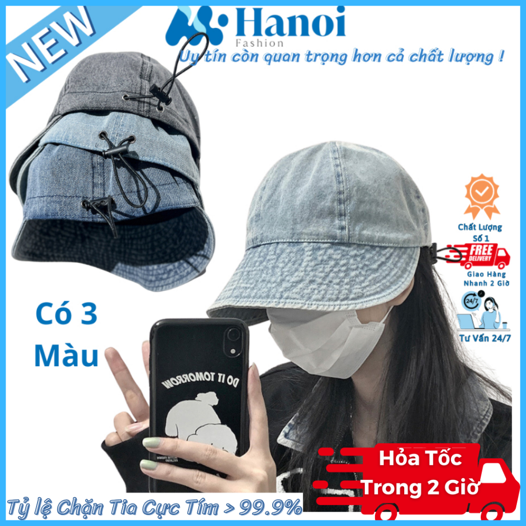 Mũ Bucket Mùa Hè Cho Nữ Mũ Trơn Che Mặt Lớn Chu Vi Vòng Đầu Điều Chỉnh Thời Trang Chống Nắng Mùa Xuân Hè Thu HB19