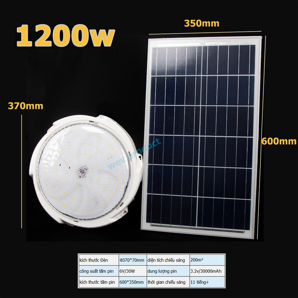 Đèn trần năng lượng mặt trời 3 Màu Đèn năng lượng mặt trời trong nhà 300W 600W 800W 1200W