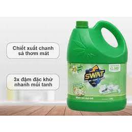 Nước Rửa Chén Swat Siêu Sạch Hương Sả Chanh 2Kg&4Kg thơm dịu sạch bóng vết dầu mỡ