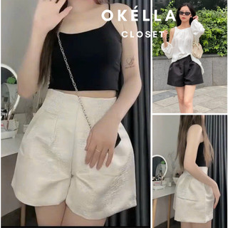 Quần short Tafta xước dáng phồng 2 lớp dày dặn, quần đùi cạp cao Tacta cao cấp đứng Form Okélla