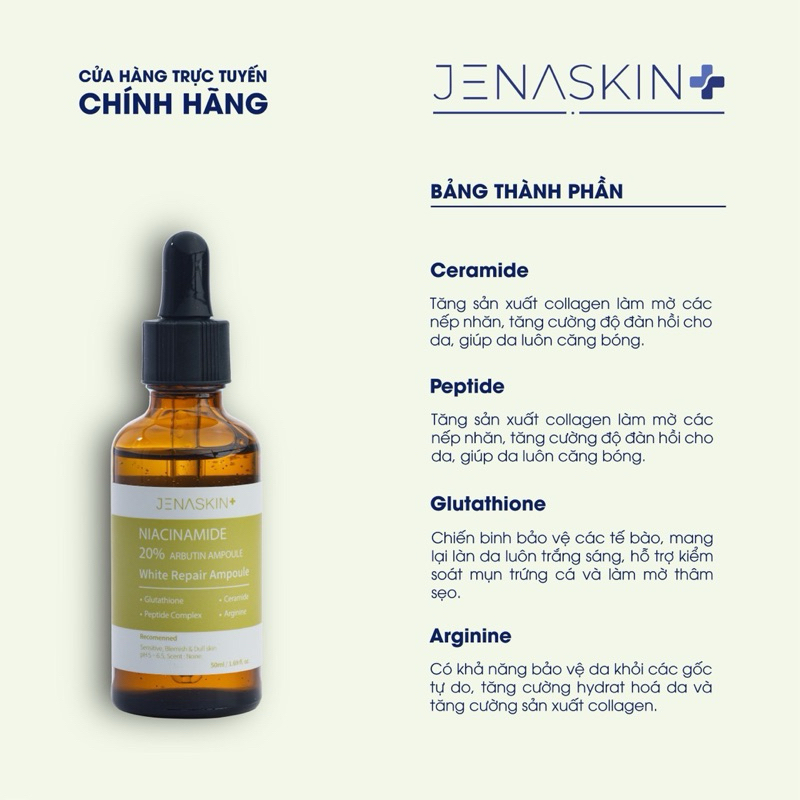 Tinh chất dưỡng trắng Jenaskin niacinamide 20% serum 50ml