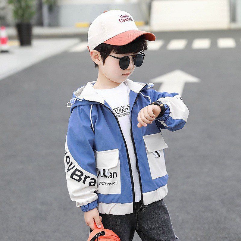 Áo khoác bé trai túi hộp phối màu