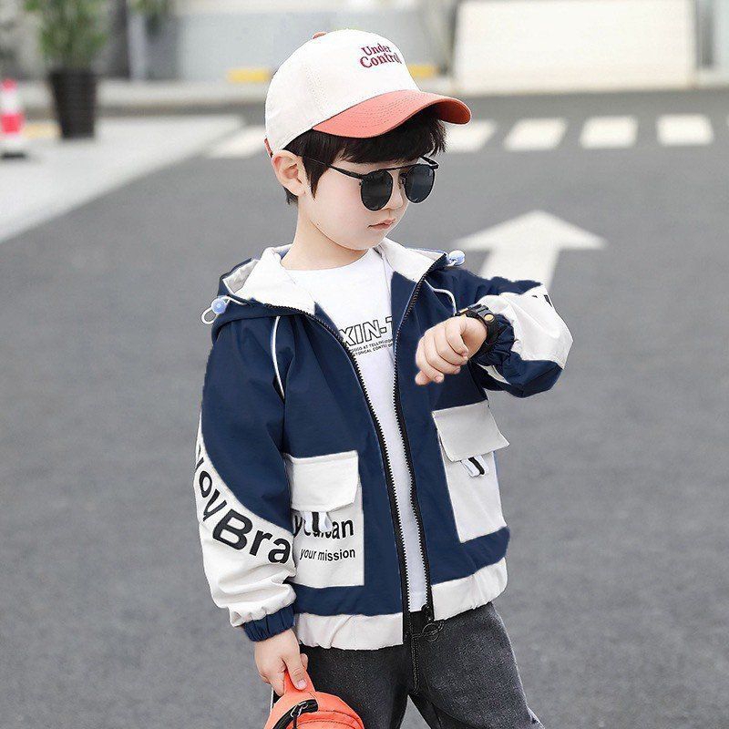 Áo khoác bé trai túi hộp phối màu