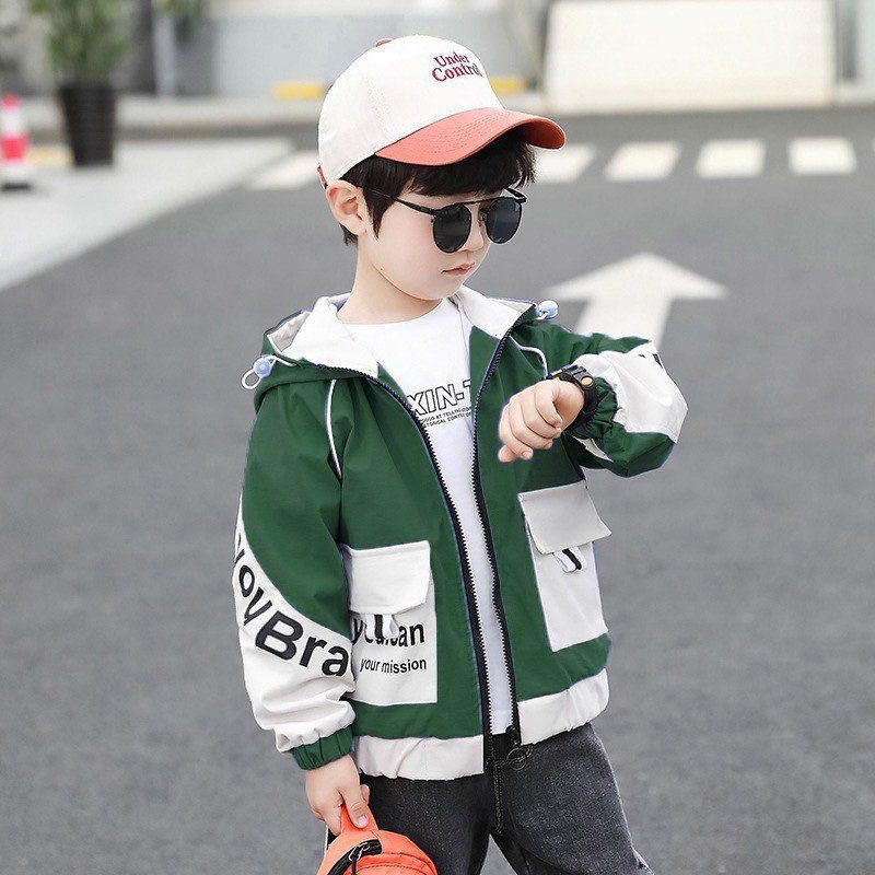 Áo khoác bé trai túi hộp phối màu