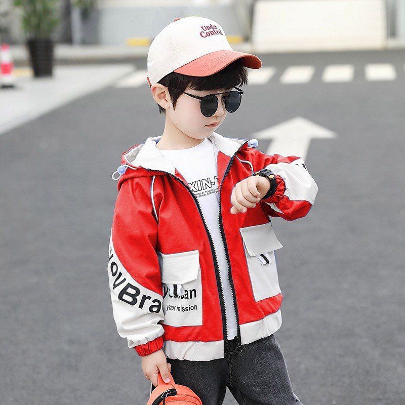 Áo khoác bé trai túi hộp phối màu