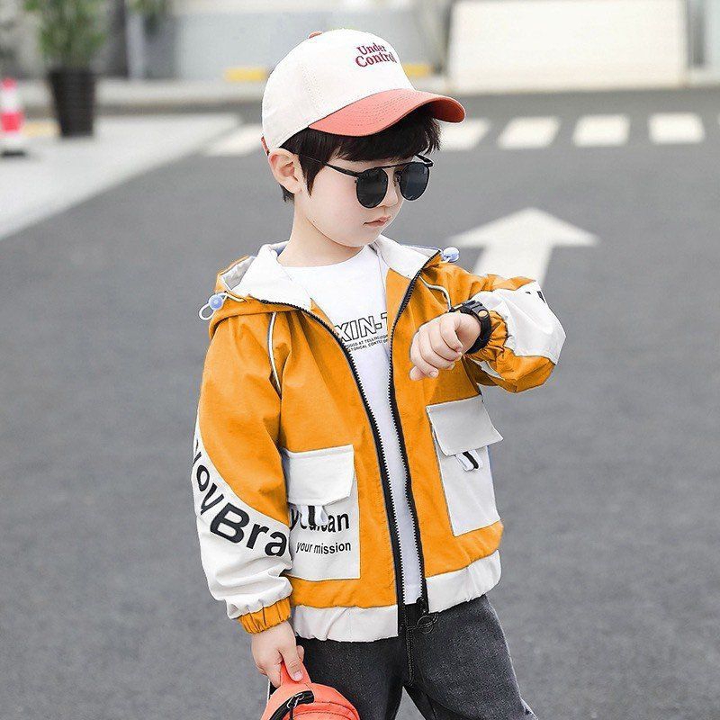 Áo khoác bé trai túi hộp phối màu