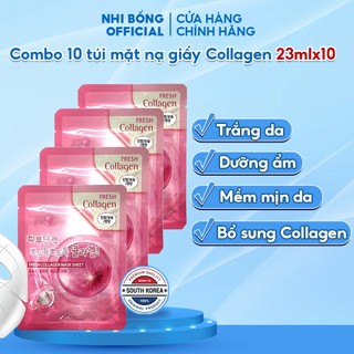 Combo 10 Túi Mặt Nạ Giấy Collagen Dưỡng Da 3W Clinic Hàn Quốc Chiết Xuất Từ Collagen Giúp Da Trắng Sáng Mềm Mịn 23mlx10