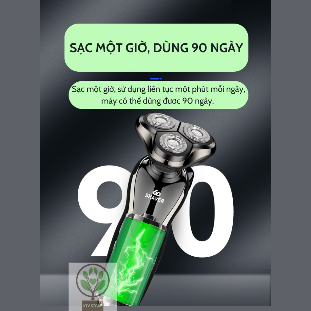 Máy cạo râu 3 chức năng, 6D-1168, màn hình LED hiển thị pin, chống nước toàn thân IP7, lưỡi tự mài, pin 90 ngày.