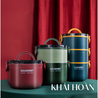 Hộp Cơm Giữ Nhiệt văn phòng, Cà mèn đựng cơm, camen Nhiều Tầng [CHÍNH HÃNG] GOURMET Ruột Inox 304 Có Tặng Kèm Muỗng
