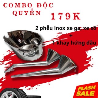 Combo Bộ hứng dầu - đổ dầu, khay hứng dầu , phễu rót dầu xe số xe ga ALONGTOOL, Hứng Dầu-Phễu Rót Dầu Xe Máy Tiện Dụng