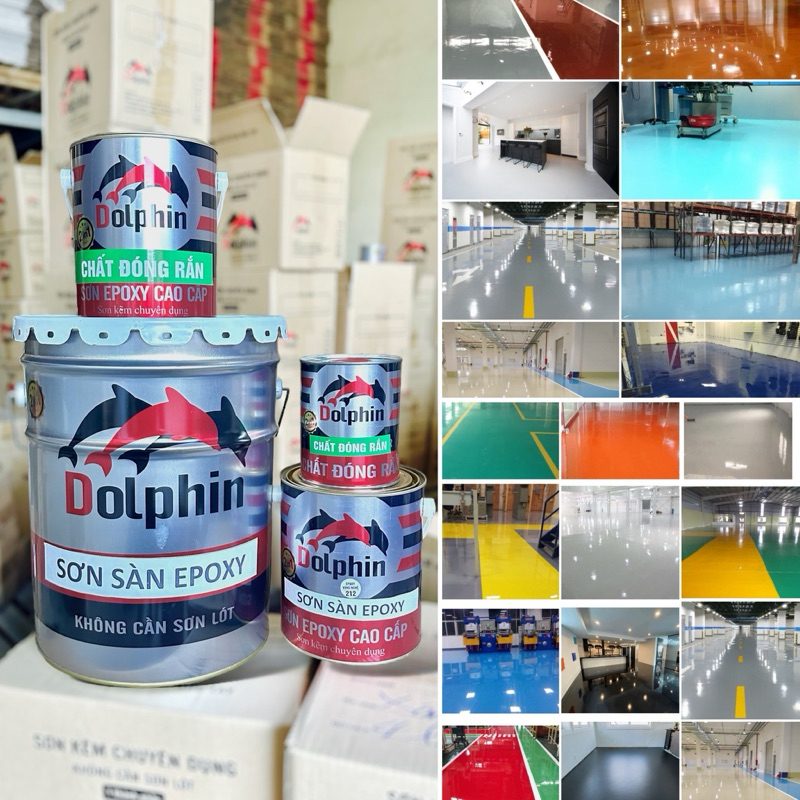 Sơn Sàn, Nền Bê Tông Epoxy 2 Thành Phần Dolphin ( Bộ 1Kg - 4Kg)