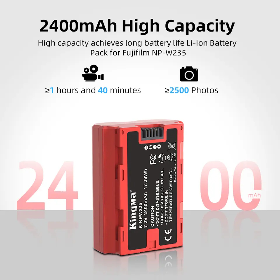 Fujifilm W235 DL cao 2400 mAh | Pin và Sạc máy ảnh GFX50Sii XT4 XT5 XH2 XS20 GFX100S XH2s GFX50S Fujifilm W235s NP-W235