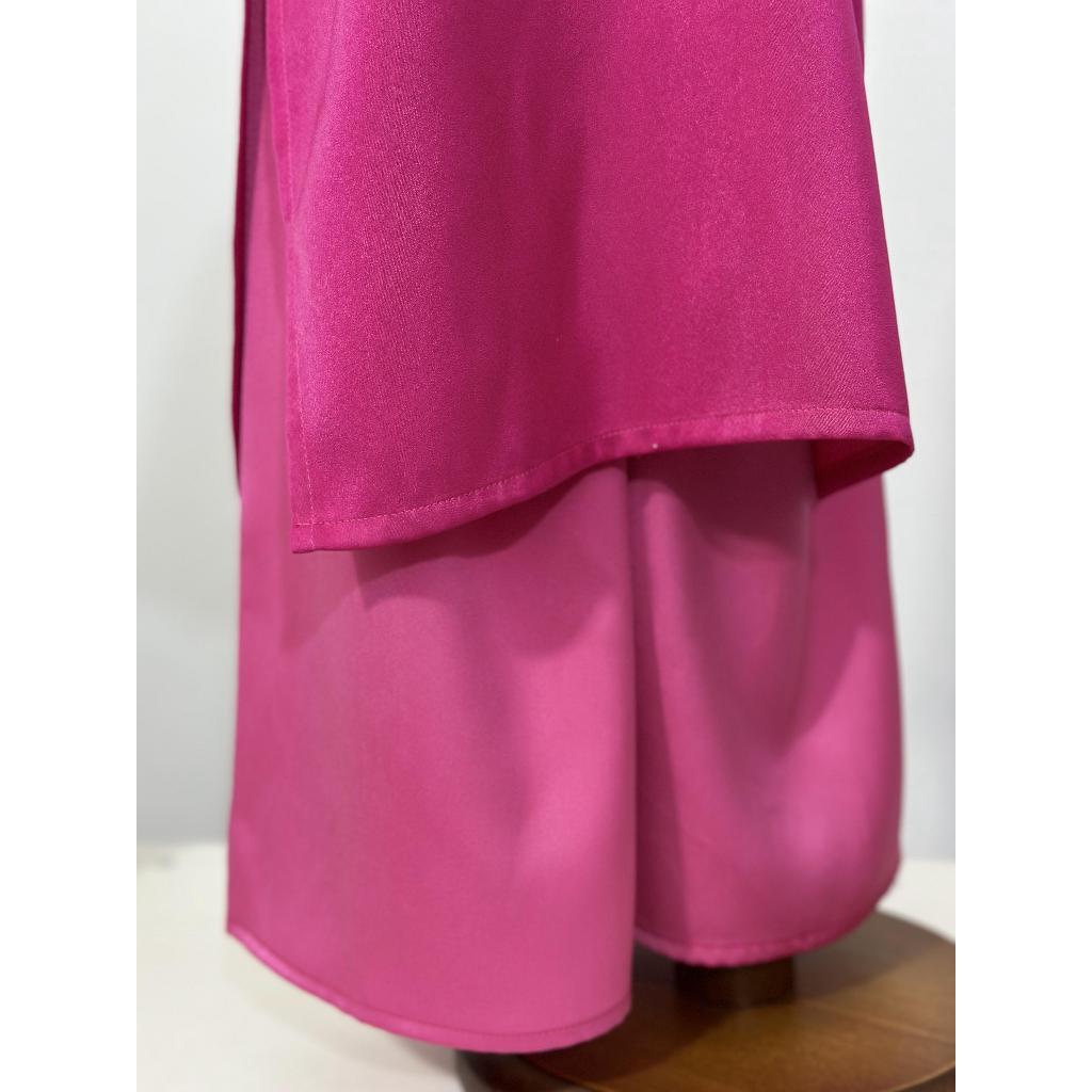 Mẫu áo dài CHỊ CHỊ EM EM pha 2 màu hồng sen đậm nhạt phá cách xíu