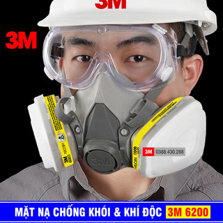 [chính hãng] mặt nạ phòng độc 3m 6200 (chống hóa chất, khí hơi axit, bụi mịn công nghiệp)